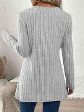 Textured casual crew neck long-sleeved sweatshirt